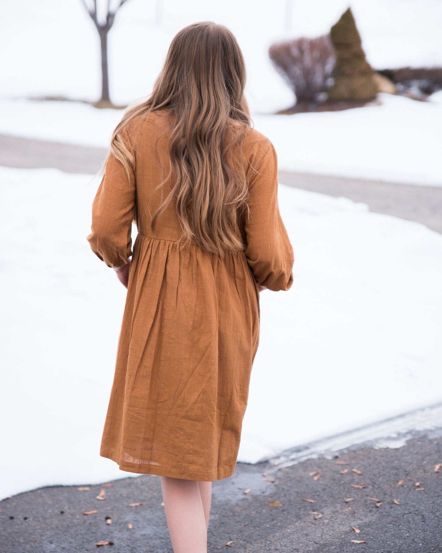 Button-Down Midi Peasant Dress for Girls