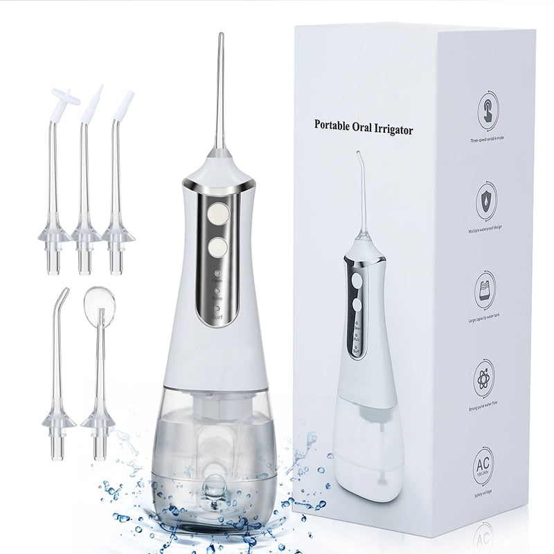 LISM Portable Oral Irrigator Water Flosser Dental Water Jet Tools Pick Cleaning Teeth 350ML 5 Nozzles Mouth Washing MachineFloss