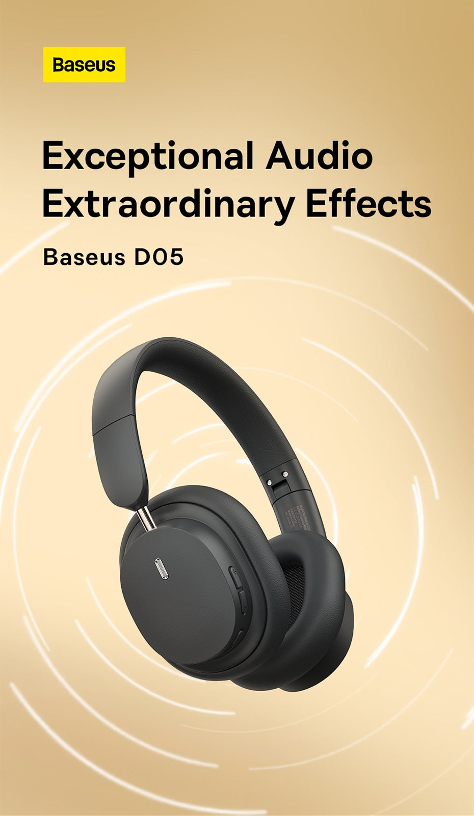 Baseus Bowie D05 Wireless Headphone Bluetooth 5.3 Earphone HIFI Level Headset 40mm Driver Foldable Over Ear Headphone 70H Time