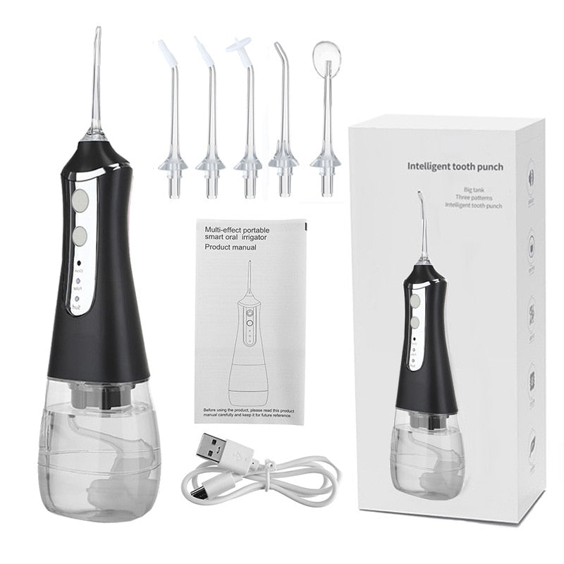 LISM Portable Oral Irrigator Water Flosser Dental Water Jet Tools Pick Cleaning Teeth 350ML 5 Nozzles Mouth Washing MachineFloss