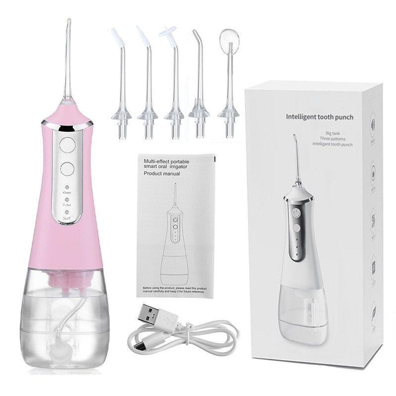 LISM Portable Oral Irrigator Water Flosser Dental Water Jet Tools Pick Cleaning Teeth 350ML 5 Nozzles Mouth Washing MachineFloss