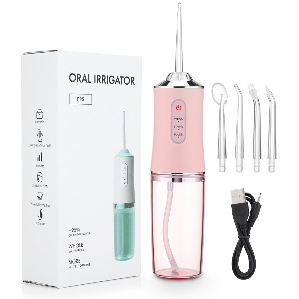 LISM Portable Oral Irrigator Water Flosser Dental Water Jet Tools Pick Cleaning Teeth 350ML 5 Nozzles Mouth Washing MachineFloss