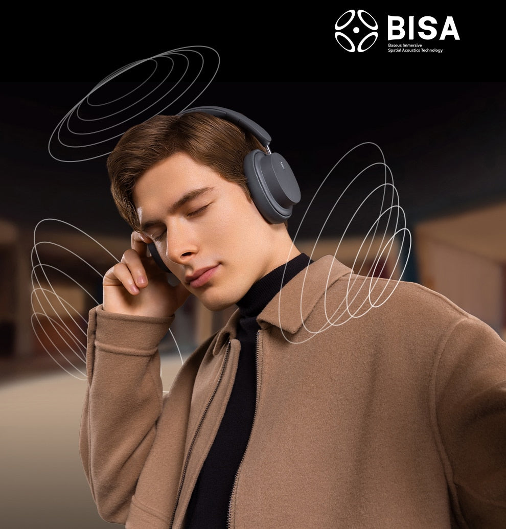 Baseus Bowie D05 Wireless Headphone Bluetooth 5.3 Earphone HIFI Level Headset 40mm Driver Foldable Over Ear Headphone 70H Time