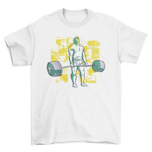 Bodybuilder deadlift heavy barbell fitness gym t-shirt