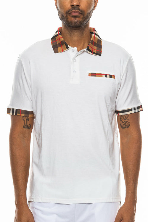 Checkered Detail Polo T-shirt