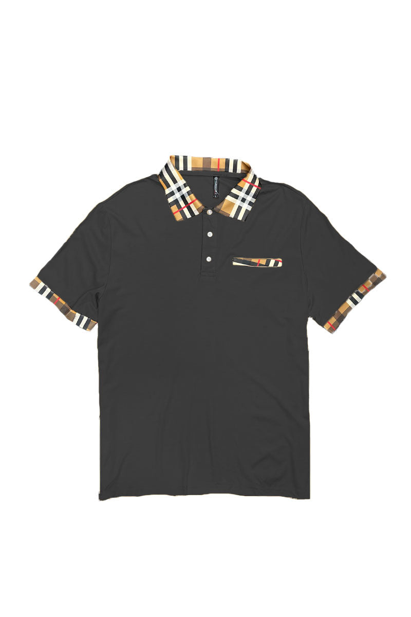 Checkered Detail Polo T-shirt