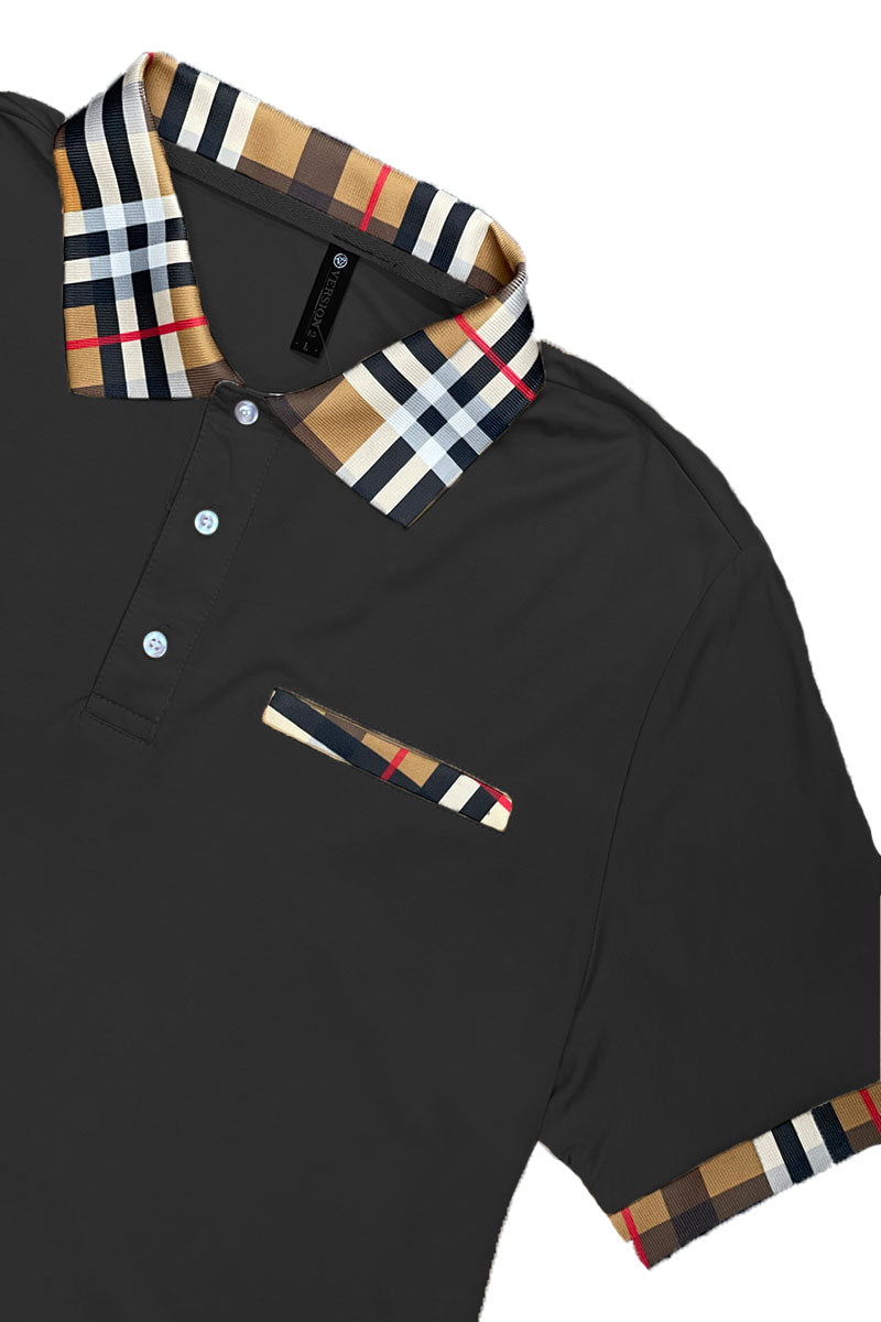 Checkered Detail Polo T-shirt