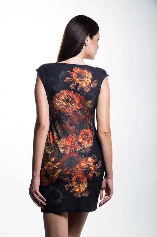 Women's Boat Neck Crimson Floral Fashion Dress