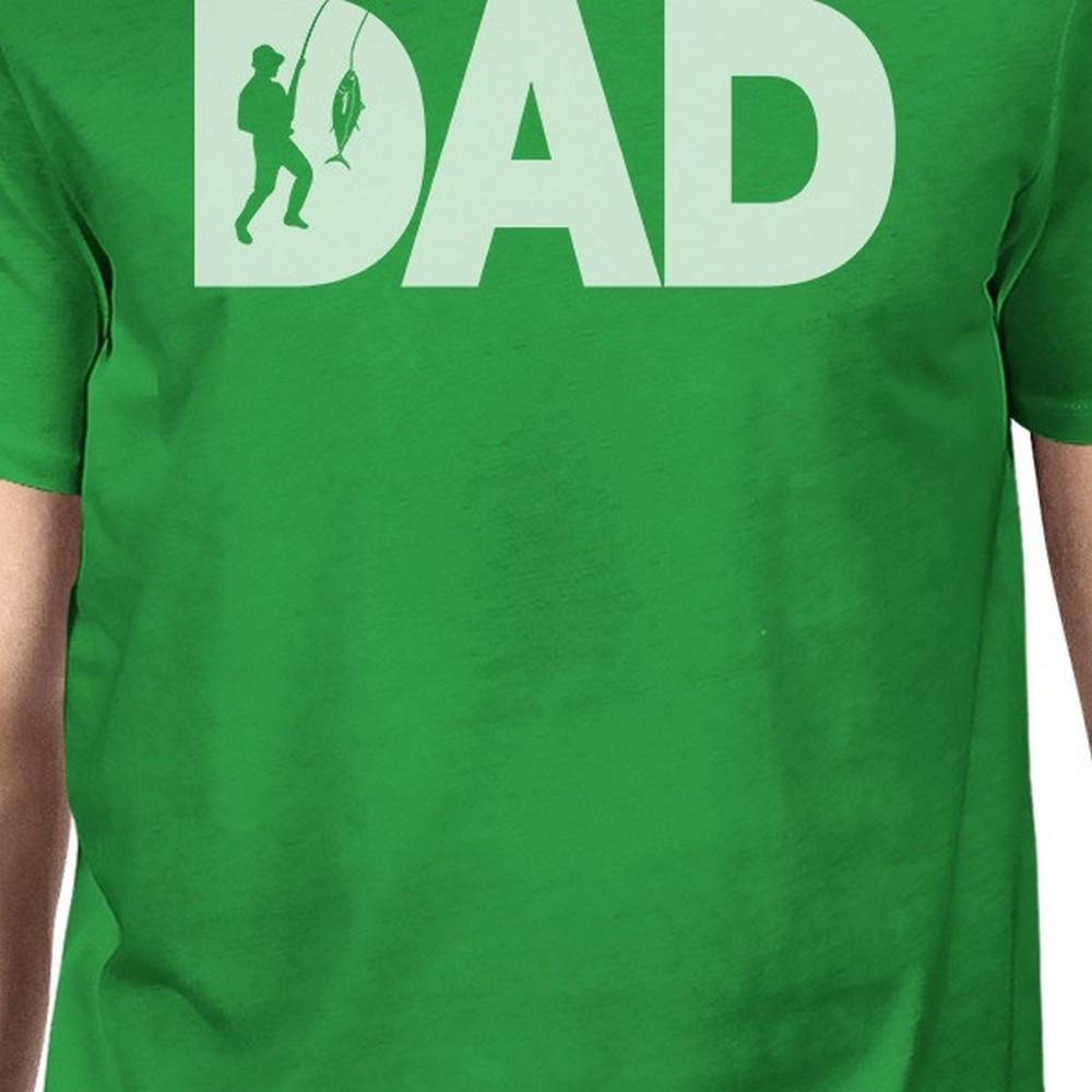 Dad Fish Mens Green Graphic Design Tee Unique