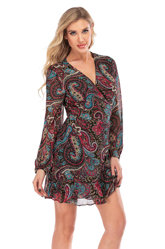 Women's Long Sleeve V-Neck Fashion Dress