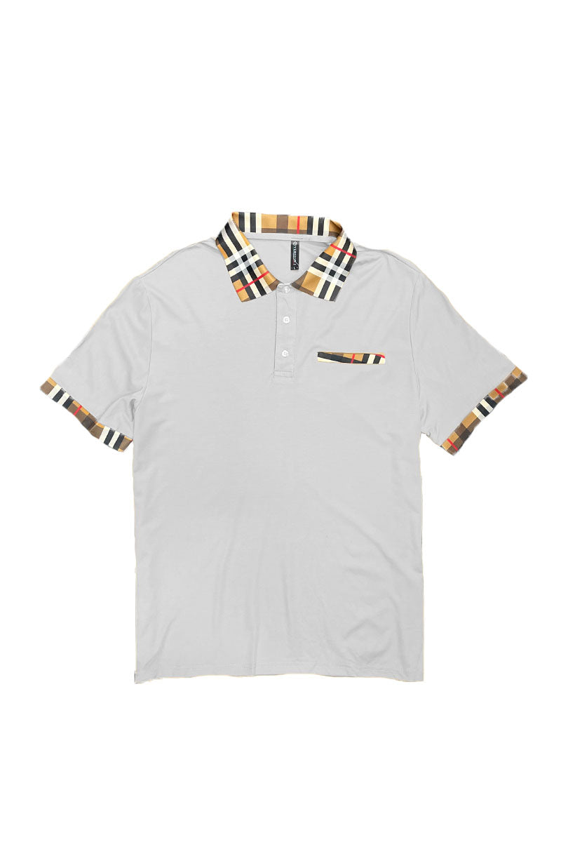 Checkered Detail Polo T-shirt