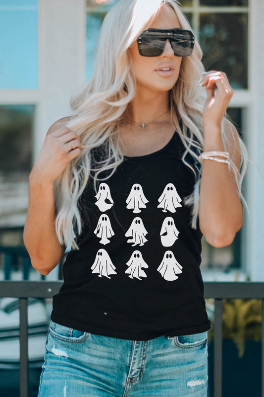 Round Neck Ghost Graphic Tank Top