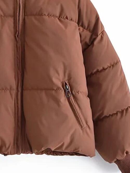 Zip Up Drawstring Winter Coat with Pockets