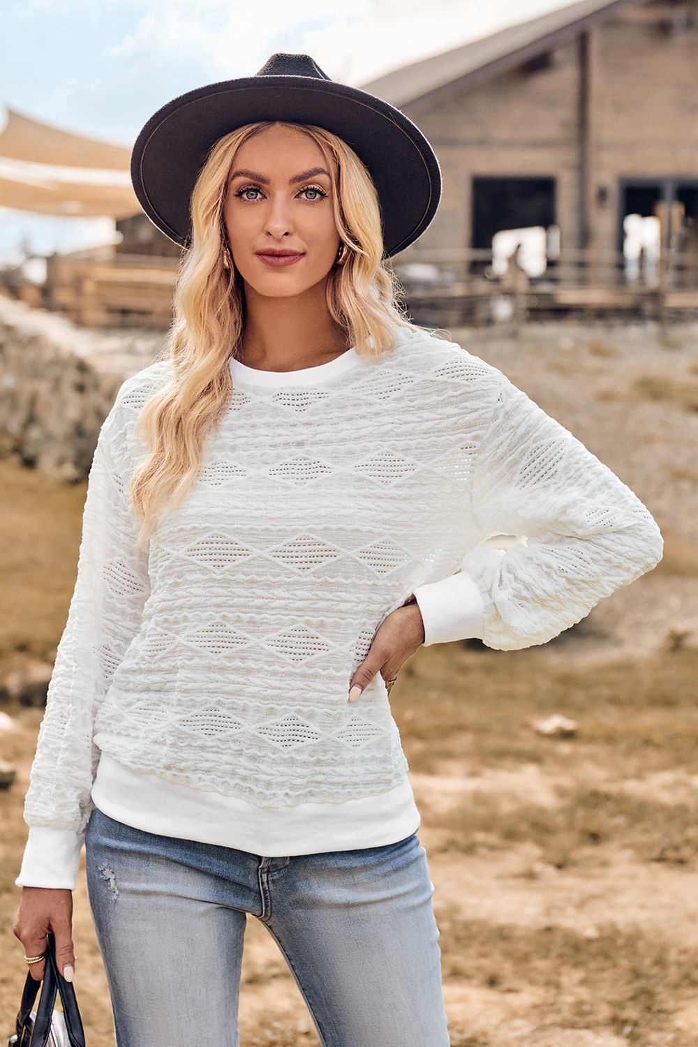 Round Neck Long Sleeve Knit Top