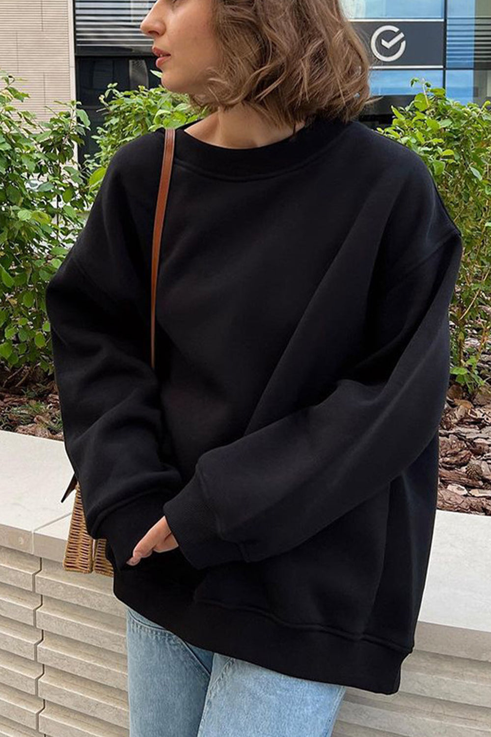 Oversize Round Neck Dropped Shoulder Sweatshirt