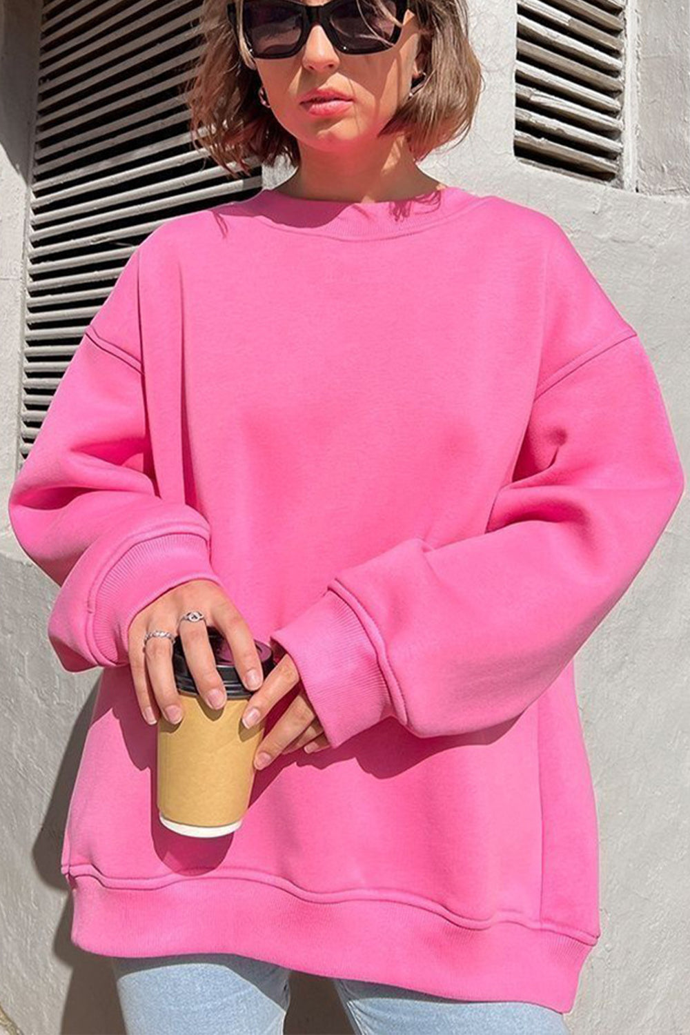 Oversize Round Neck Dropped Shoulder Sweatshirt